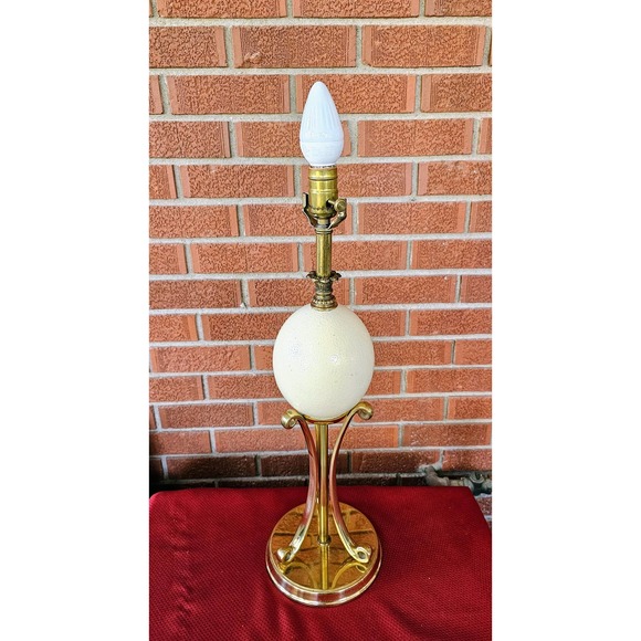 Vintage Hollywood Regency Ostrich Egg Lamp In The Style Of Maison Jansen - Picture 4 of 7